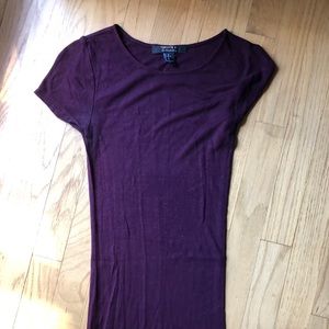 Purple short sleeve midi bodycon dress